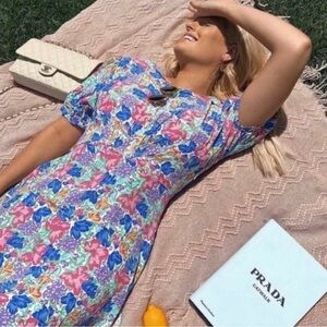 FAITHFULL THE BRAND Emelia Midi Dress Jemima Floral Print Dress size Large